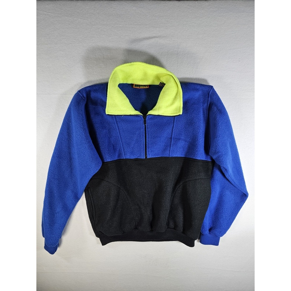 Vintage 90s Express Colorblock Fleece Pullover NEON SKI Size MEDIUM